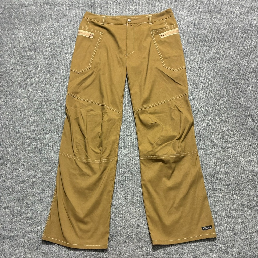 Athleta Womens Utility Cargo Pants W31" Brown Outdoor Hiking Wide Leg Mid Rise‎